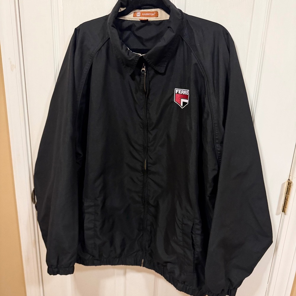 Harriton Mens XL Black Ferris Logo Full Zip Windbreaker‎ Harrington Jacket